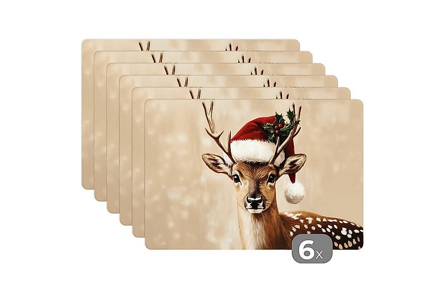MuchoWow Platzset Weihnachten - Hirsch - Geweih - Rot, (6-St), Platzsets, T günstig online kaufen