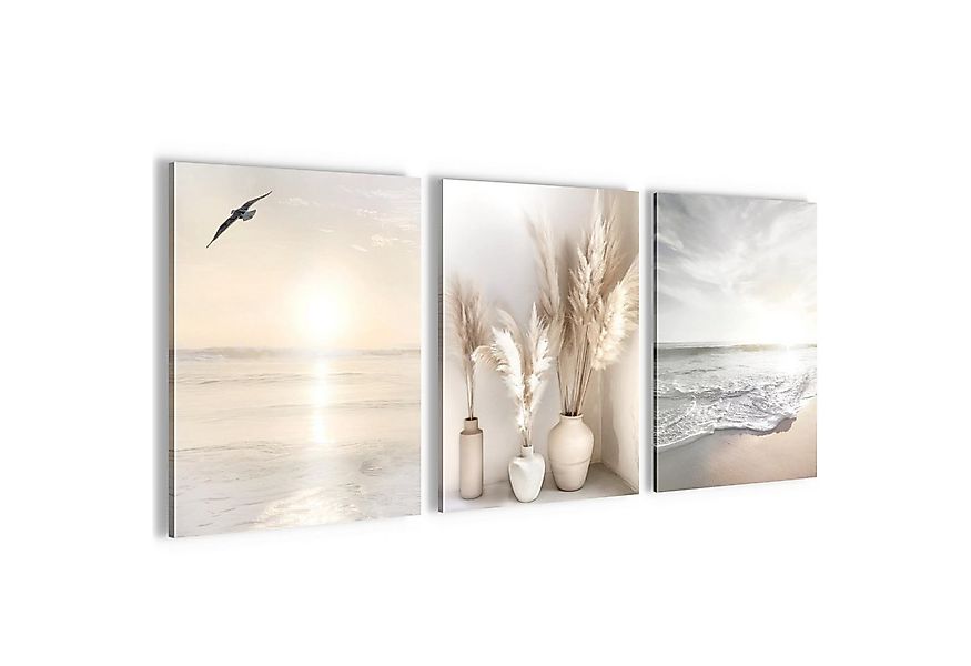 Novart Wandbild 3 Wandbilder Set Natur Wohnzimmer Deko Landschaft Berge Boh günstig online kaufen