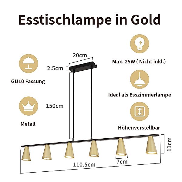 ZMH Pendelleuchte Esszimmer 4/6 Flammig GU10 günstig online kaufen