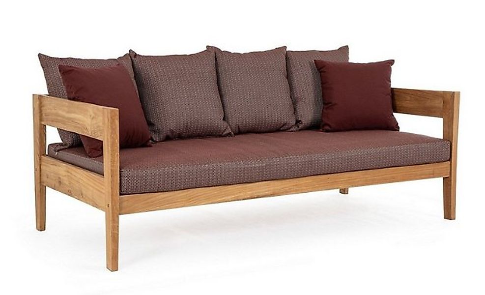 Natur24 Sofa Sofa Kobo 190x90x79cm Teakholz Rot Sofa Couch Polster günstig online kaufen