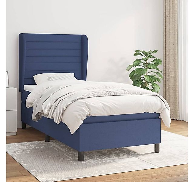 vidaXL Boxspringbett Boxspringbett mit Matratze Blau 100x200 cm Stoff Bett günstig online kaufen