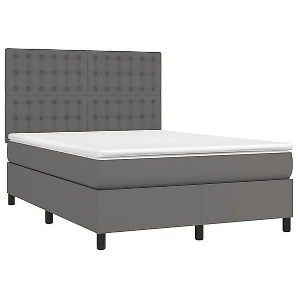 vidaXL Boxspringbett mit Matratze Grau 140x200 cm Kunstleder 3142849 günstig online kaufen