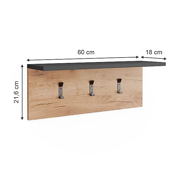 Vicco Garderobenschrank Orlando, Anthrazit/Goldkraft Eiche, 60 günstig online kaufen