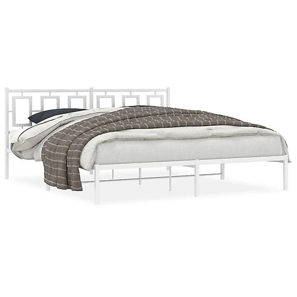 vidaXL Bettgestell mit Kopfteil Metall Weiß 180x200 cm 374294 günstig online kaufen