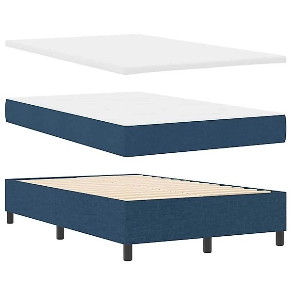 vidaXL Boxspringbett Blau 120 x 200 cm Stoff & Holzwerkstoff 3344141 günstig online kaufen