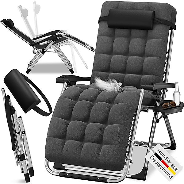 ELONEO Gartenliege mit extra dicker Auflage inkl. Nackenkissen & Getränkeha günstig online kaufen