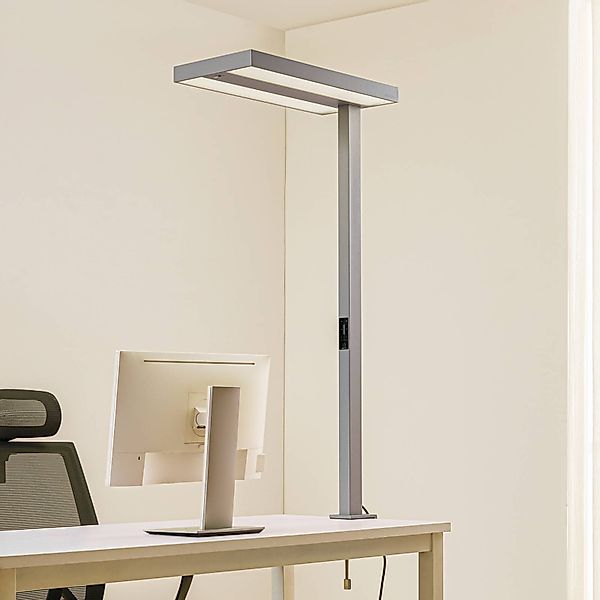 Arcchio LED-Büro-Klemmleuchte Logan, silber, dimmbar, Sensor günstig online kaufen