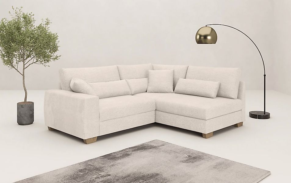 Mr. Couch Ecksofa "Hilla L-Form" Mit Federkern, wahlweise mit Bettfunktion günstig online kaufen