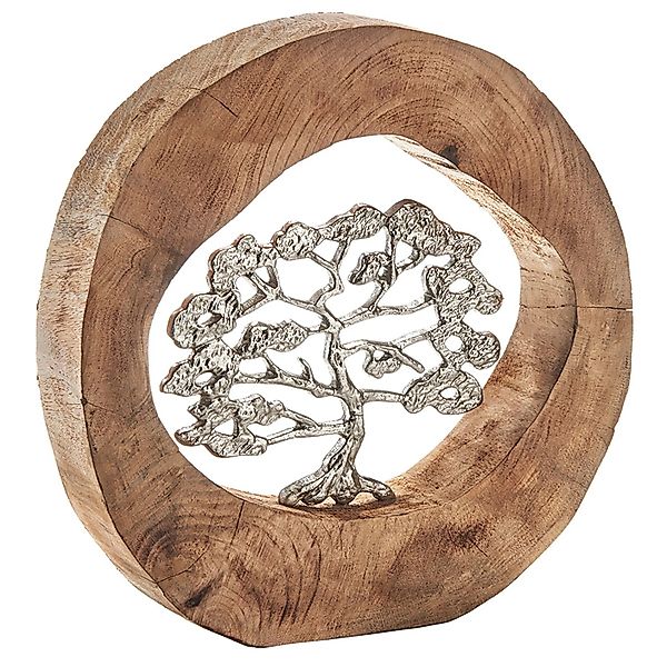 Kobolo Dekofigur Holzdeko Holzfigur VITALITY Holz Metall Silber günstig online kaufen