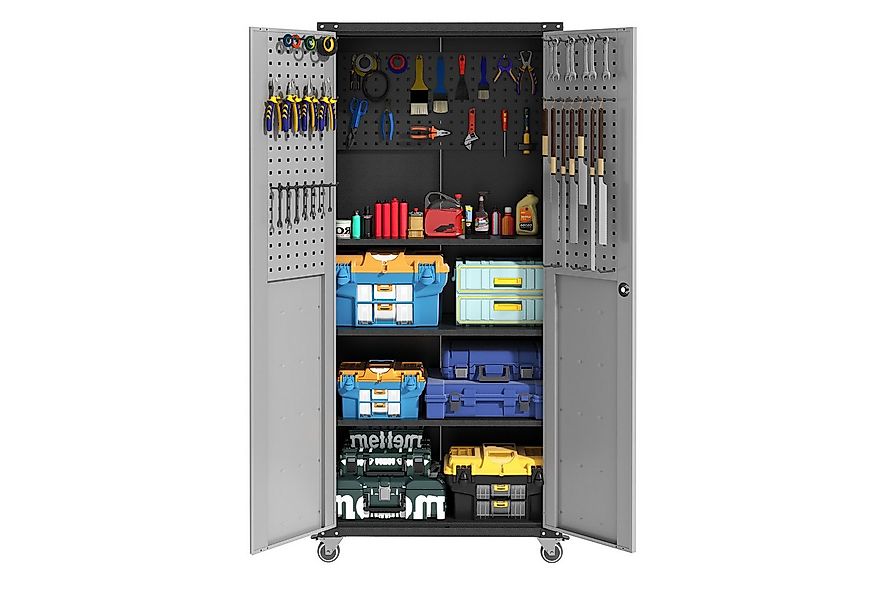 bizoemade Werkzeugschrank H180cm Heavy-Duty Metall-Garagen-Schrank mit Roll günstig online kaufen