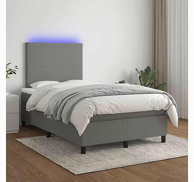 vidaXL Boxspringbett Boxspringbett mit Matratze LED Dunkelgrau 120x200 cm S günstig online kaufen