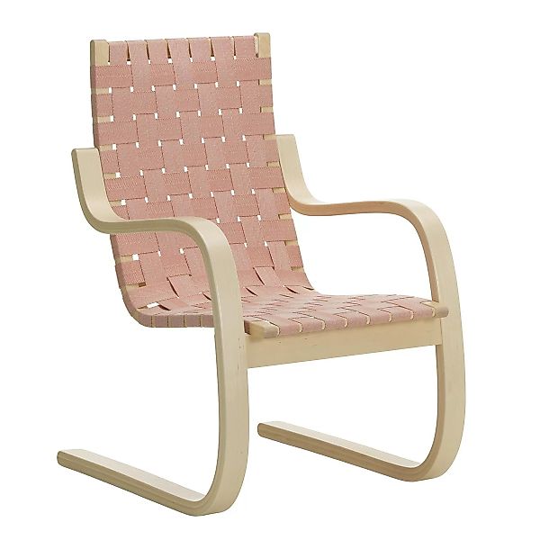 Artek - 406 Sessel - rot/Sitzfläche 100% Leinengewebe/Gestell Birke massiv günstig online kaufen
