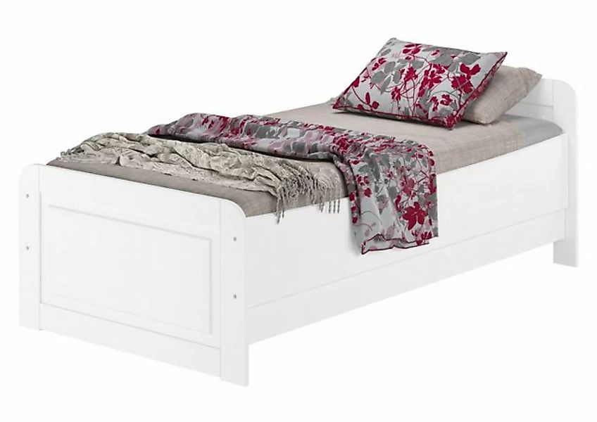 ERST-HOLZ Bett Weißes Seniorenbett Einzelbett extra hoch Kieferholz massiv, günstig online kaufen