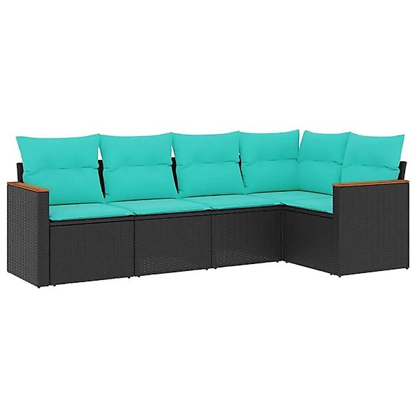 vidaXL 5-Tlg Gartensofa-Set mit Kissen Schwarz Polyrattan 3225945 günstig online kaufen