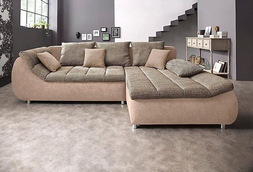 INOSIGN Ecksofa "Imola elegant und bequem, aktuelle Steppung im Sitz, L-For günstig online kaufen