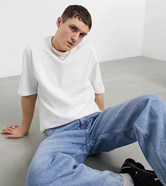 ASOS DESIGN – Schweres, locker geschnittenes T-Shirt in Weiß günstig online kaufen