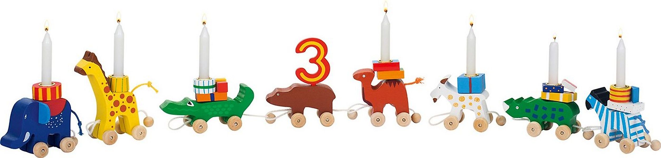 goki Dekoobjekt Geburtstagszug Karawane (14 St), mit Tieren und Zahlen 1-6 günstig online kaufen