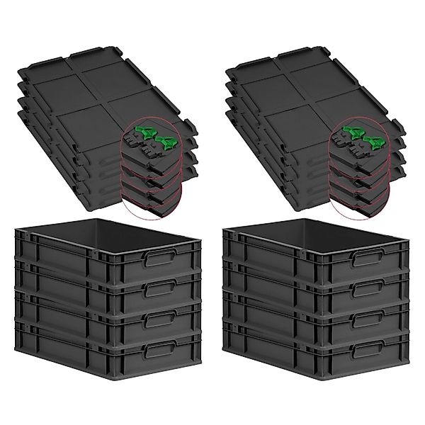 PROREGAL SuperSparSet 8x Eurobox Nextgen Grip Mit Scharnierdeckel Und Grüne günstig online kaufen