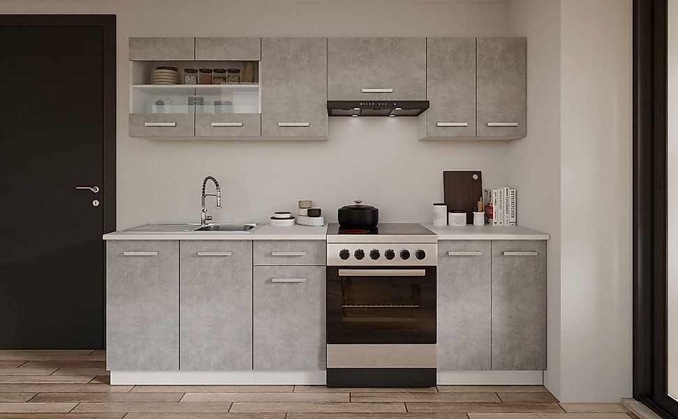 Küchen-Preisbombe Küchenzeile Küche Robby 240 cm Küchenzeile Küchenblock Si günstig online kaufen