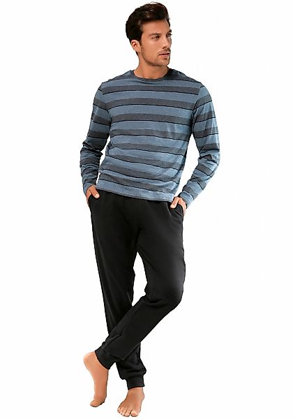 H.I.S Pyjama 1 Stück, 2 tlg. Schlafanzug mit aufwendig gestreiftem Oberteil günstig online kaufen