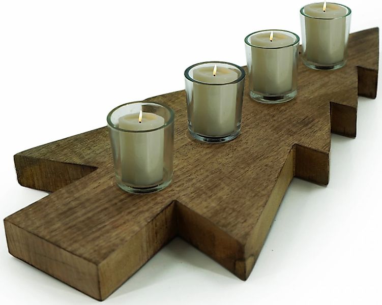 NOOR LIVING Kerzentablett "Weihnachtsdeko" mit rutschfesten Teelichthalter günstig online kaufen