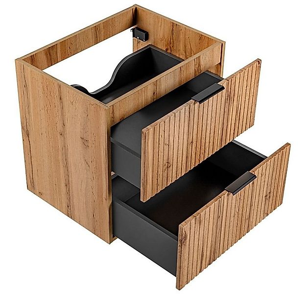 Lomadox Waschbeckenschrank ADELAIDE-56 Wotaneiche mit gerilllter Front 60/5 günstig online kaufen