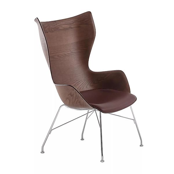 Kartell - K/Wood Sessel Leder - dunkelbraun/Esche lamelliert/3D geformt/Led günstig online kaufen