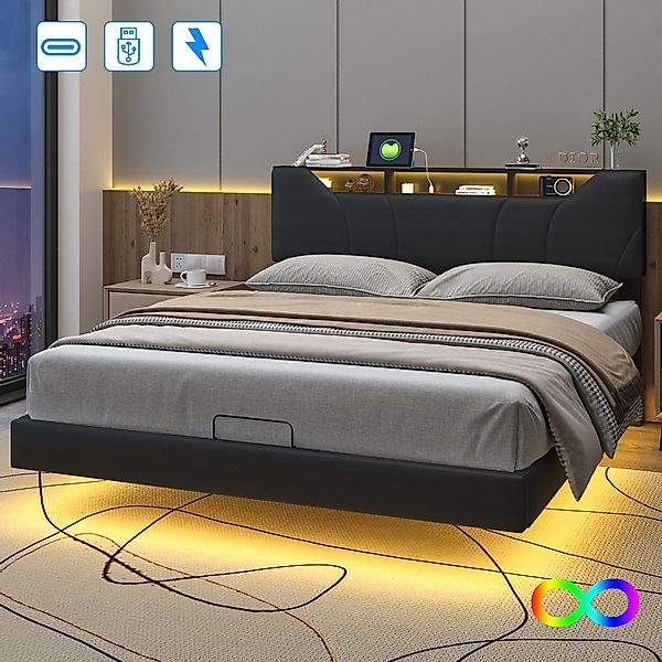 Furnishings Home Polsterbett Doppelbett mit LED günstig online kaufen
