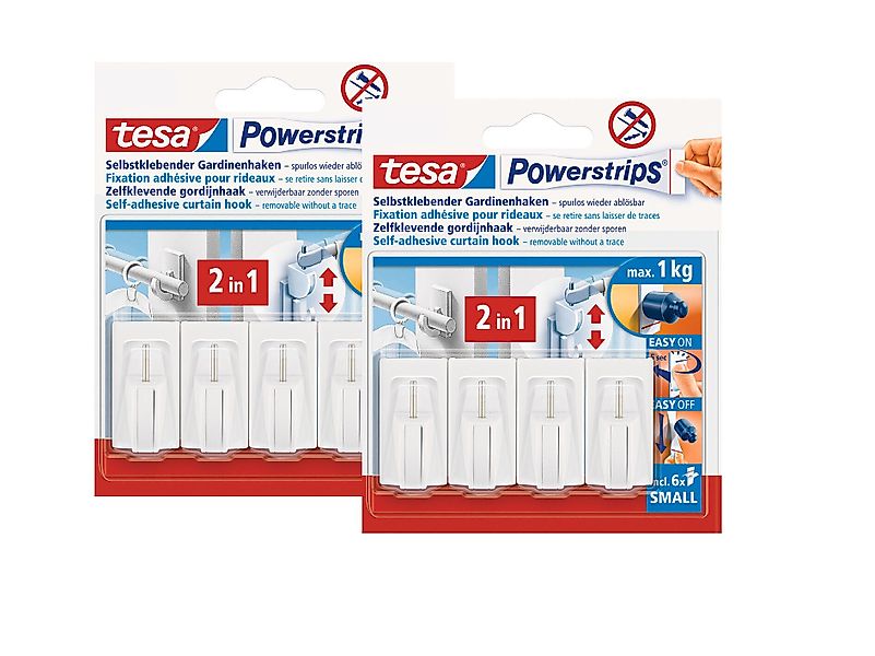 tesa Klebehaken Powerstrips Gardinenhaken, Gardinen, (Spar-Set, günstig online kaufen