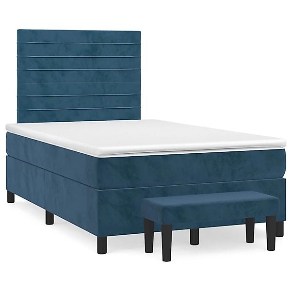 vidaXL Boxspringbett mit Matratze Dunkelblau 120x200 cm Samt1368238 günstig online kaufen