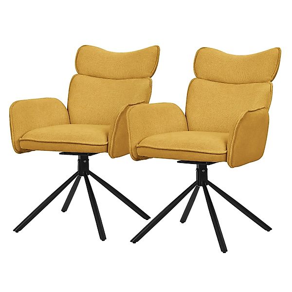 ML-Design Esszimmerstühle Drehbar 2Er Set Senf mit Stoffbezug günstig online kaufen