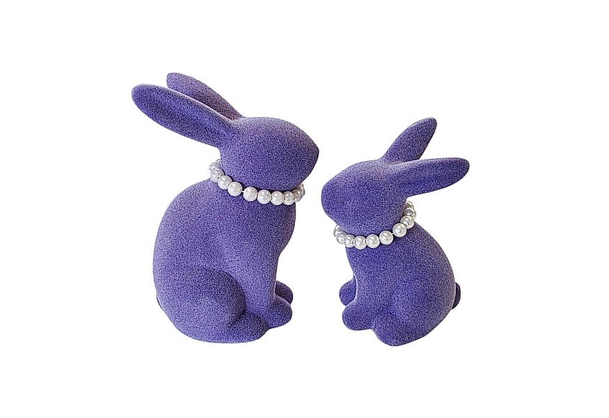 Macosa Home Osterhase mit Perlenkette 2er Set beflockt Lila, Pink oder Grün günstig online kaufen