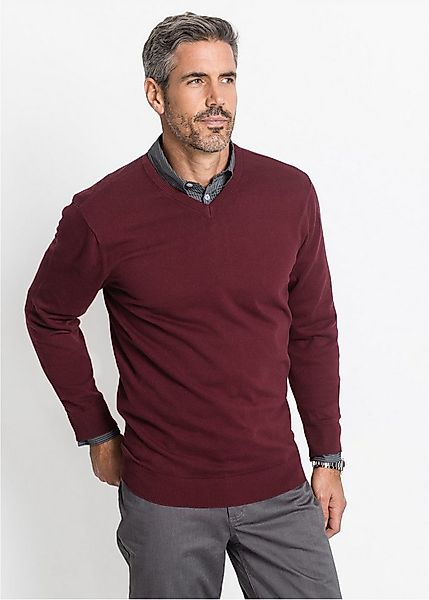 bonprix Strickpullover aus Feinstrickmaterial, mit V-Ausschnitt, Regular Fi günstig online kaufen