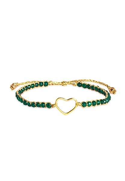 SAMAPURA Armband Grünes Smaragd-Achat-Herz-Armband, Gold Faden günstig online kaufen