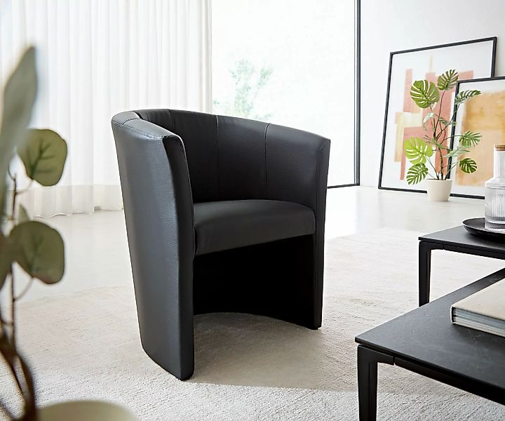 DELIFE Cocktailsessel Pieder, Schwarz gepolstert Kunstleder günstig online kaufen