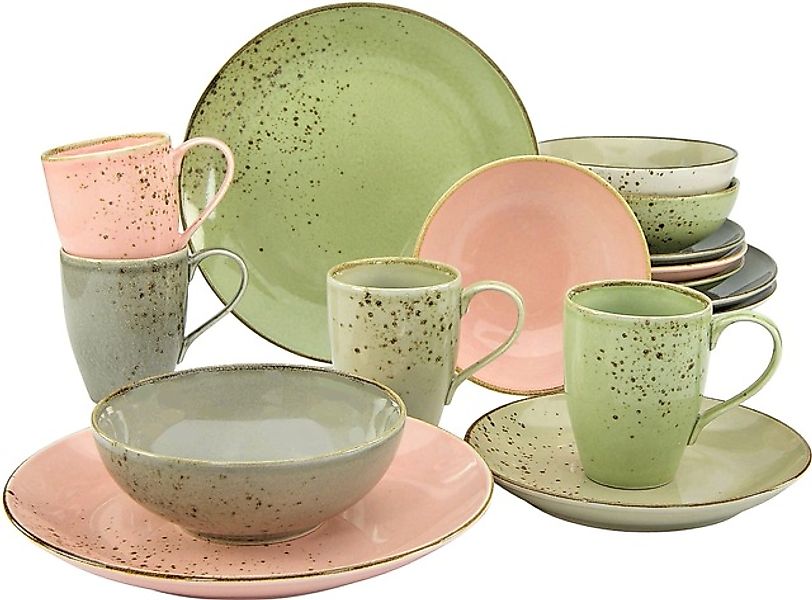 CreaTable Kombiservice »Geschirr-Set NATURE COLLECTION Vintage Garden«, (16 günstig online kaufen