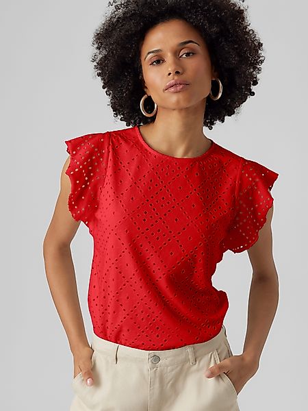 Vero Moda Rundhalsshirt "VMTASSA SL FRILL TOP NOOS" günstig online kaufen