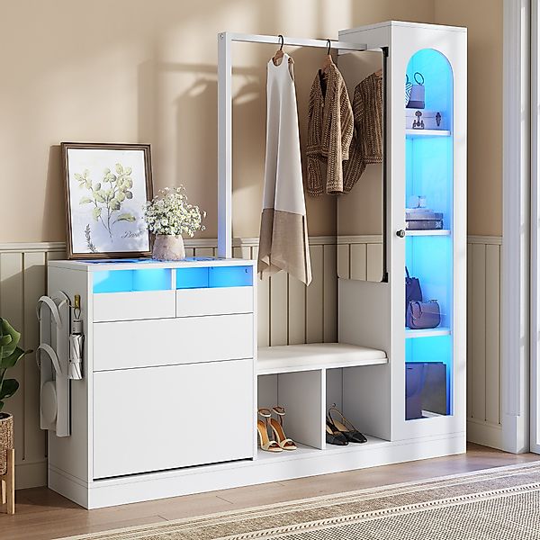 Merax Garderoben-Set 6-in-1 Garderobenschrank Eingangsbereich-Schrank mit günstig online kaufen