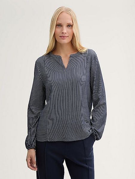 TOM TAILOR Blusenshirt Langärmlige mit V-Ausschnitt und feinen Streifen Blu günstig online kaufen