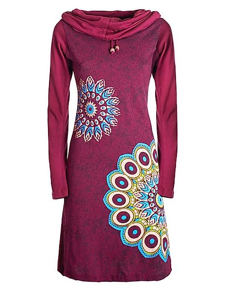 Vishes Tunikakleid Damen Mandala-Kleid Langarm-Shirtkleid Schal-Kragen Baum günstig online kaufen