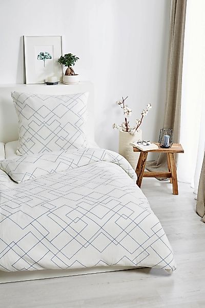 Primera Bettwäsche "Bio Crepe Mosaik" 2 Stk. tlg. mit feinem Linienmuster günstig online kaufen