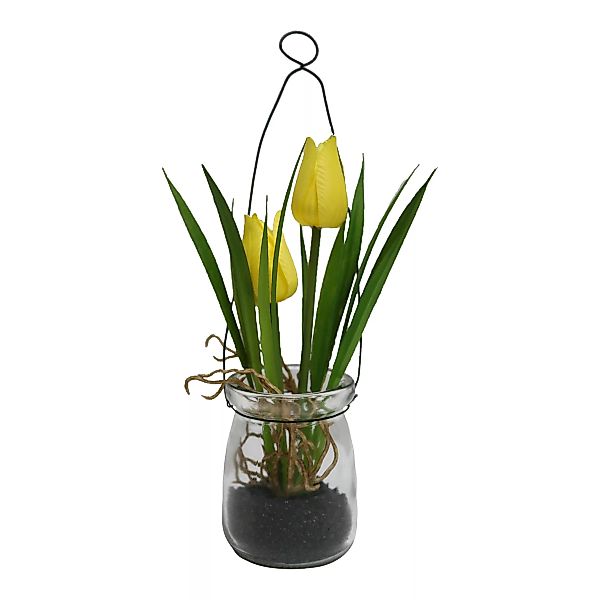 Tulpe i.Glasvase m. Metallhänger c, gelb günstig online kaufen