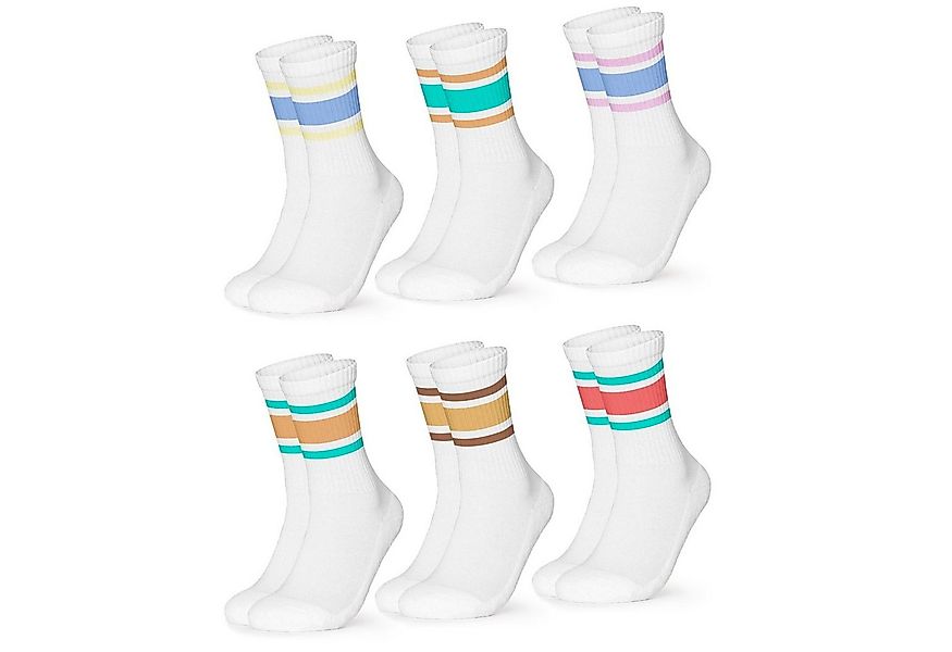 OCCULTO Sportsocken Damen Retro Tennis Socken 6er Pack (Modell: Steffi) (6- günstig online kaufen
