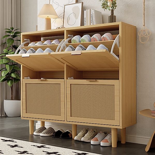 KLAM HOME Schuhschrank Schuhkommode aus Rattan günstig online kaufen