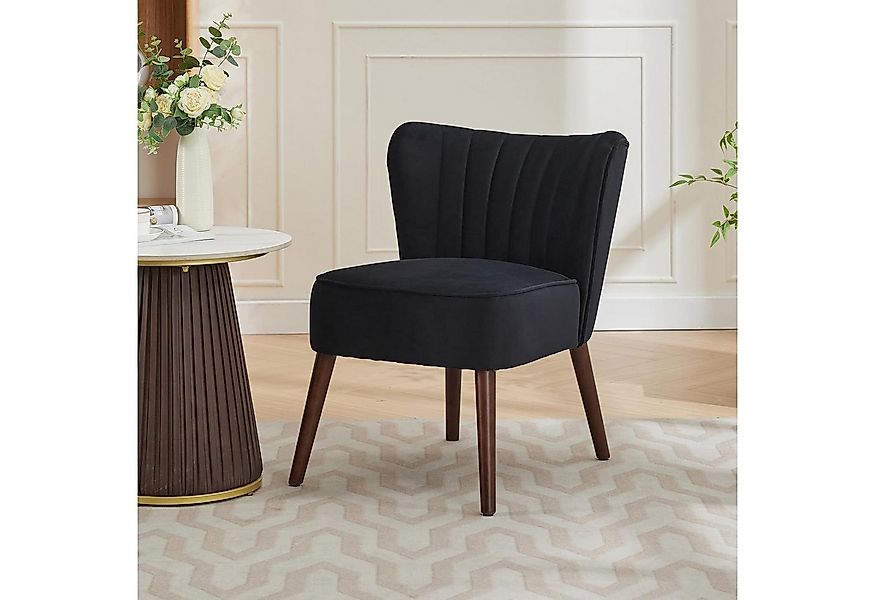 GarveeMore Ohrensessel Samt-Akzentstuhl mit Holzbeinen,Mid-Century Modern W günstig online kaufen