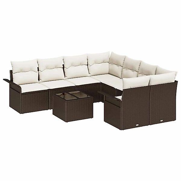 vidaXL Garten-Sofa-Set 9-Tlg Braun Poly Rattan 3345298 günstig online kaufen