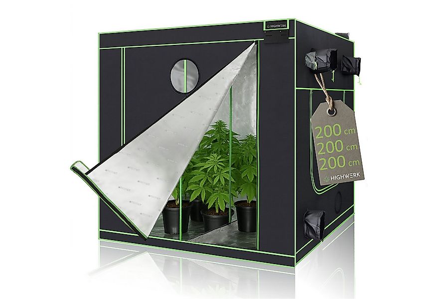 HIGHWERK Gewächshaus Growzelt 200 x 200 x 200 cm, Indoor Grow tent, schwarz günstig online kaufen