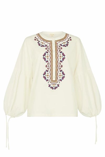 RAFFYA Hemdbluse "Anai Half Placket Embroidered Blouse Damen" günstig online kaufen
