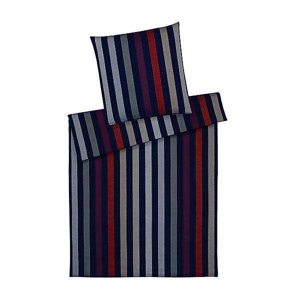 Elegante Flanell Bettwäsche Swift 26004-2 Streifen Navy Blau 135x200 günstig online kaufen