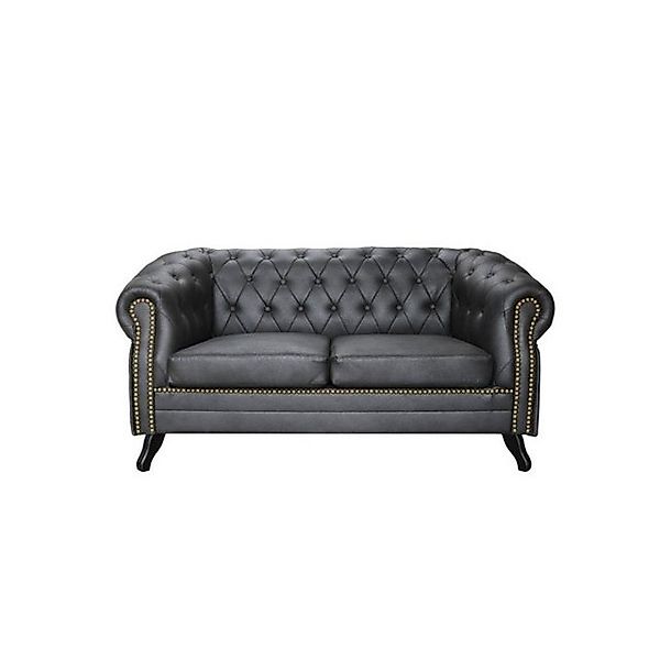 JVmoebel 2-Sitzer Chesterfield Sofa 2 Sitzer Couchen Schwarz Leder Textil S günstig online kaufen
